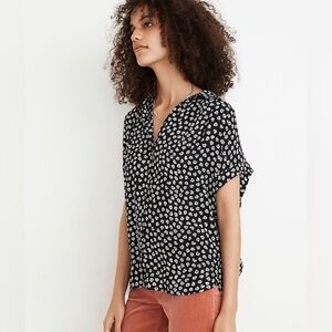 Madewell Central Drapey Shirt in Woodcut Flower